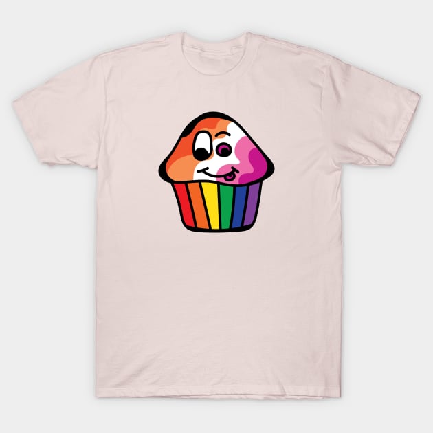 Lesbian Pride Rainbow Cupcake T-Shirt by BiOurPride